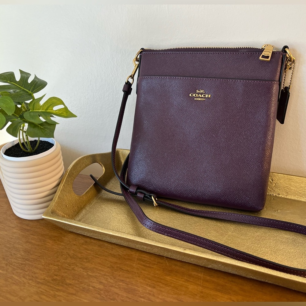 Coach Pebble Leather Crossbody Bag in Plum